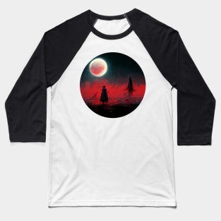 Bloody Moonlit Sunset Baseball T-Shirt